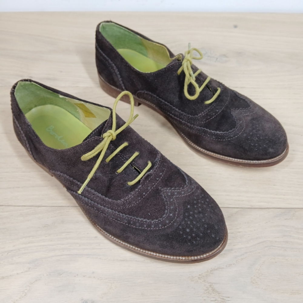 Boden Oxford Brogue Men's 8.5 Lace Up Shoes Brown Leather Suede Lace Up - Picture 5 of 14